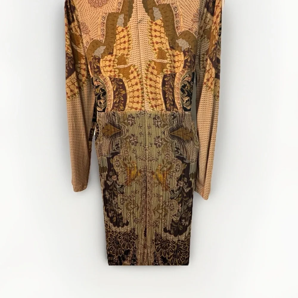 Soft Sorroundings Enchanted Forest Maxi Dress Sz 10P Brown Gold Floral Bohemian